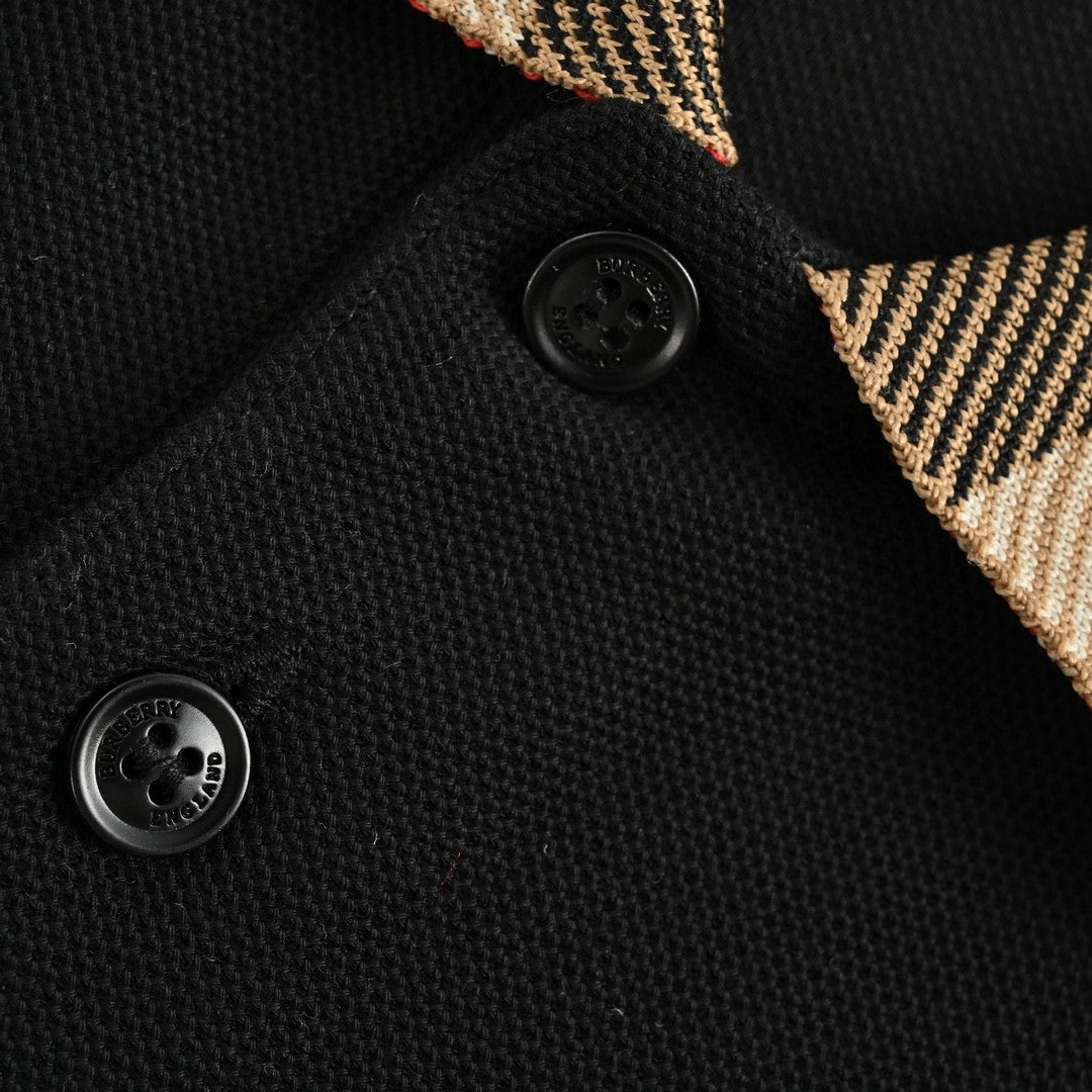 B**rry polo shirt with check collar (black)
