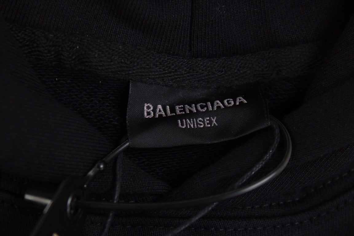 Ba*len*cia*ga black graphic hoodie