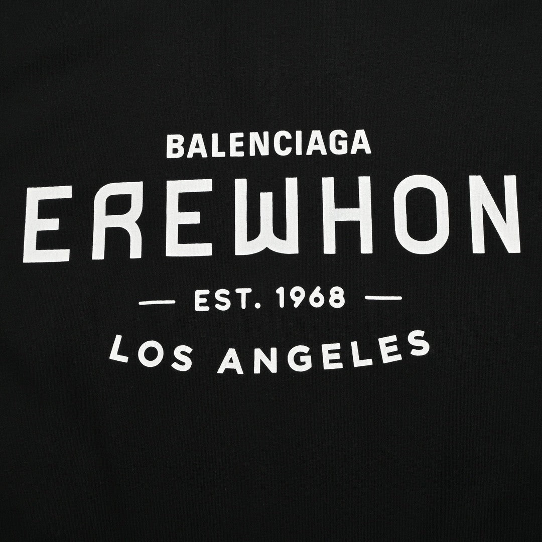 Ba*len*cia*ga black t-shirt with erewhon graphic