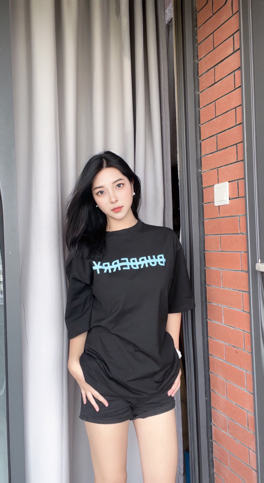 B**rry t-shirt with strikethrough logo