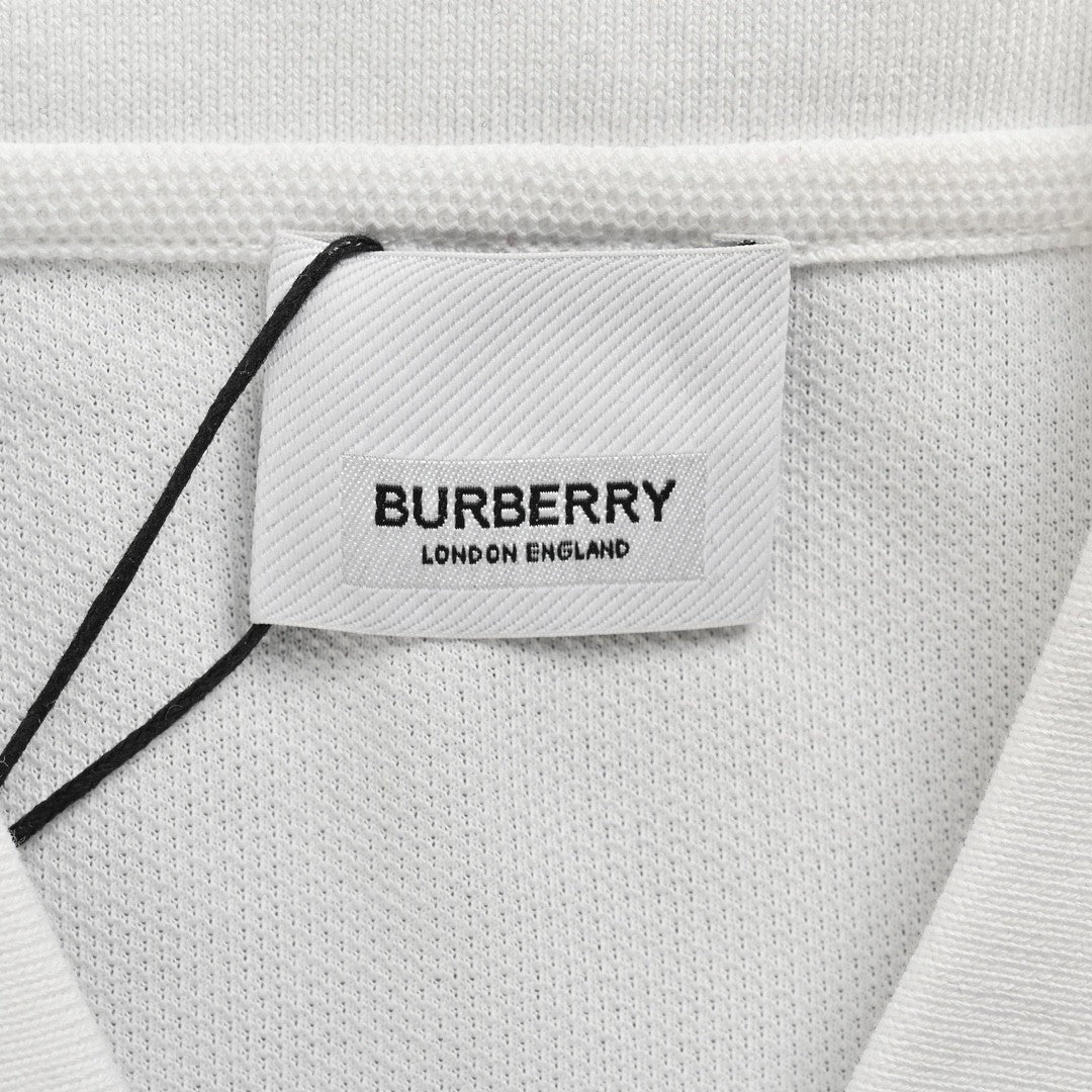 B**rry striped collar polo shirt in white