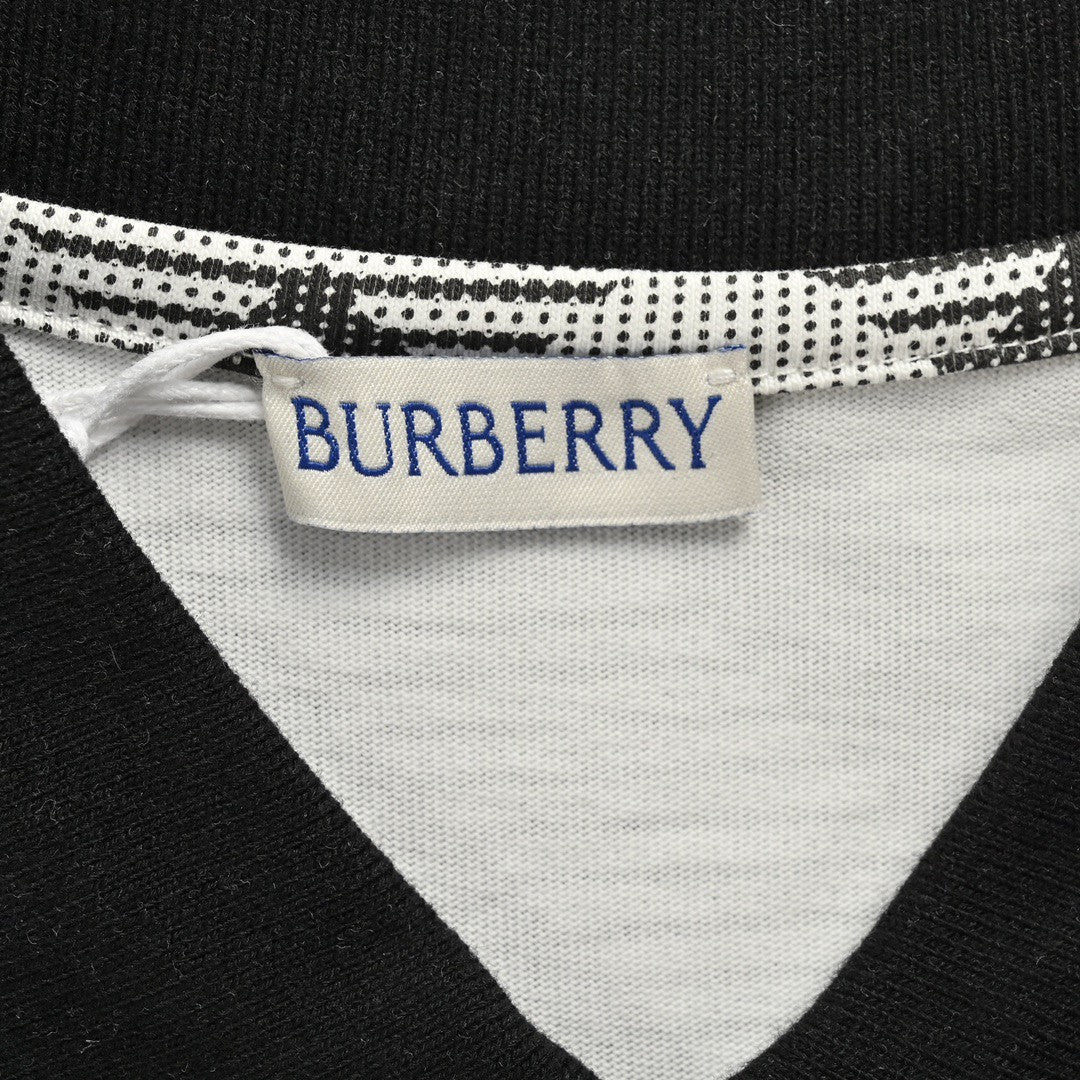 B**rry geometric check polo shirt (black and white)