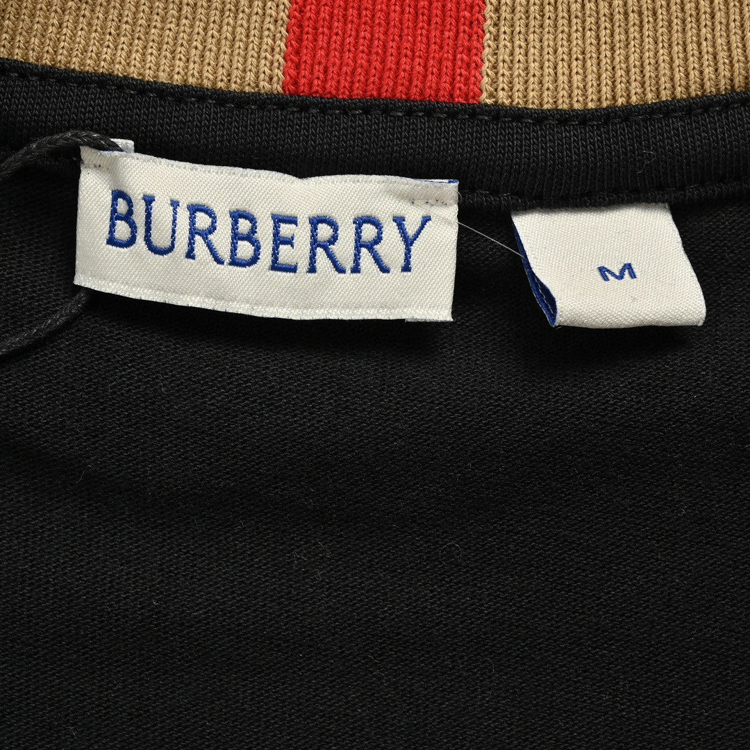 B**rry check collar t-shirt in black