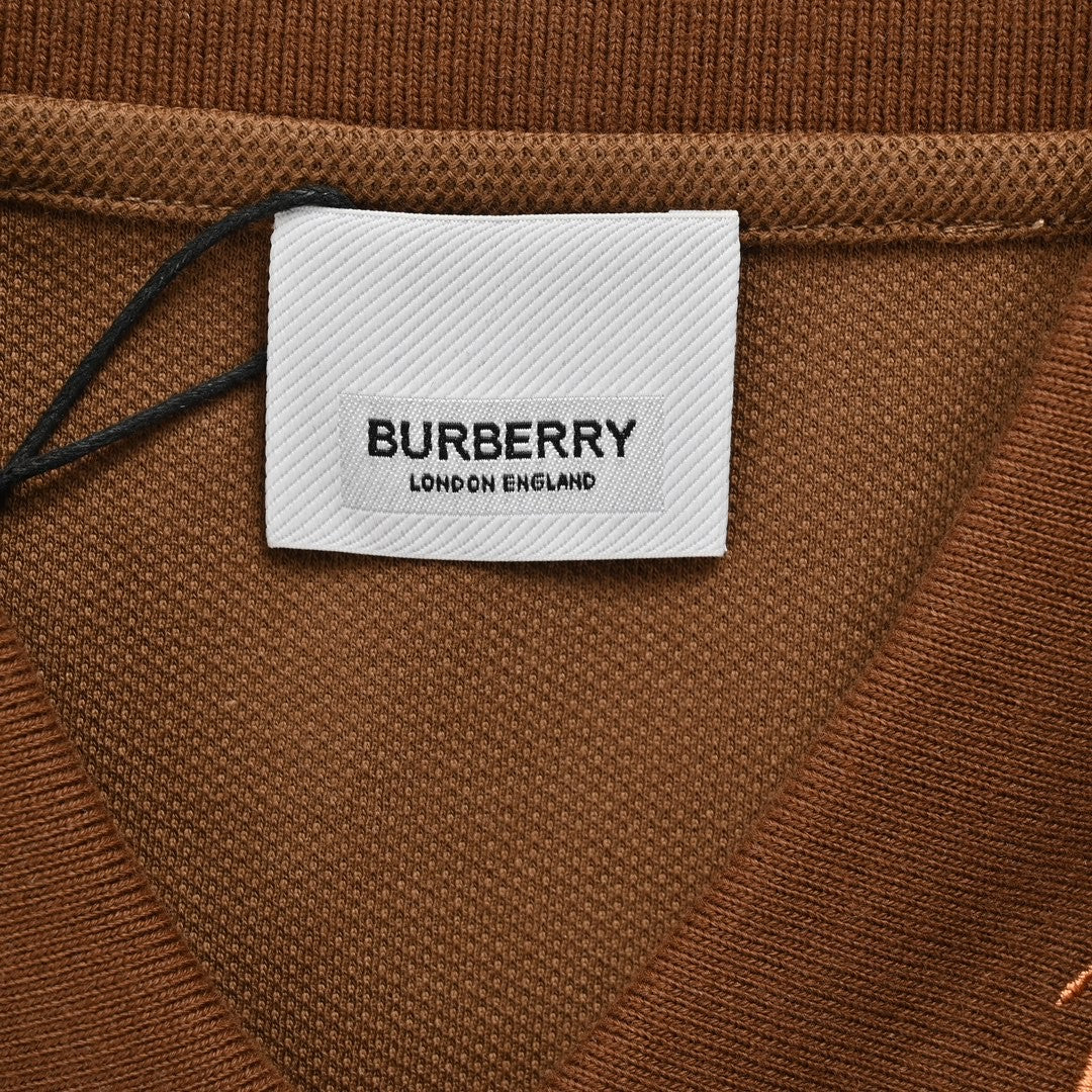 B**rry striped collar polo shirt in brown