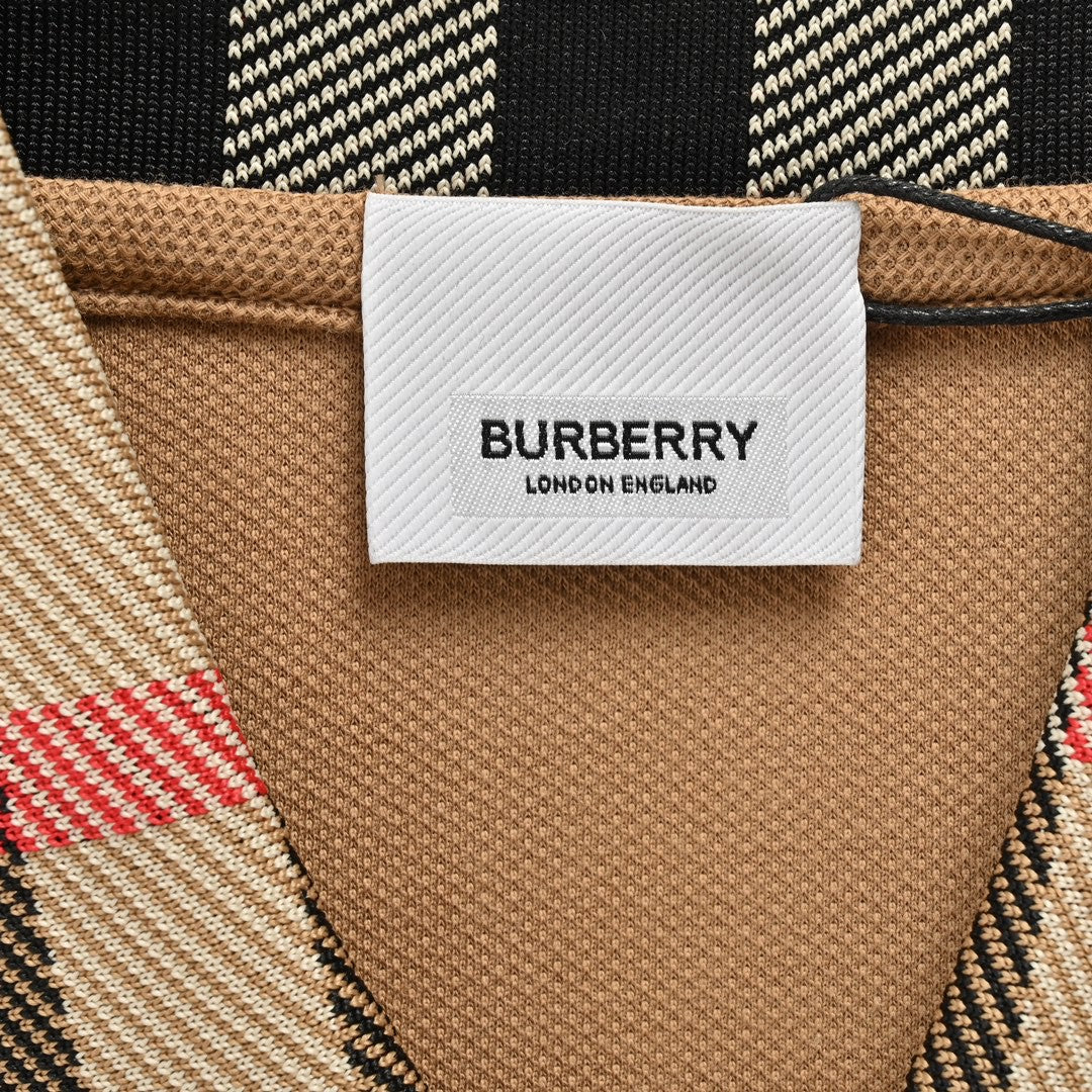 B**rry polo shirt with check collar (tan)