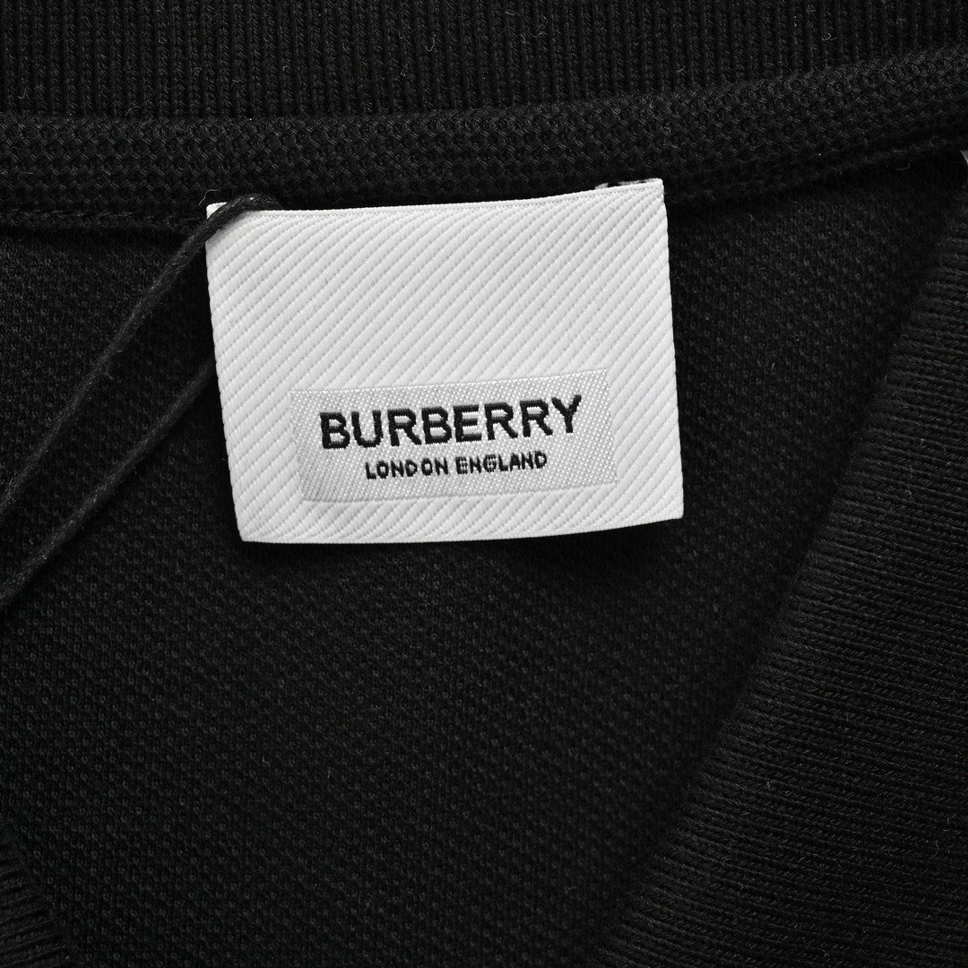 B**rry striped collar polo shirt in black