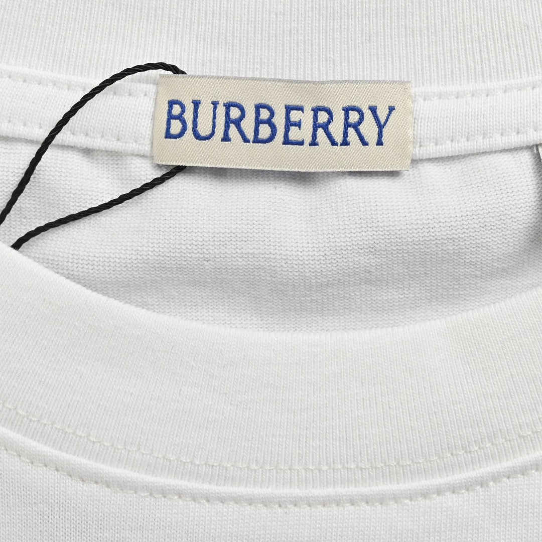 B**rry white t-shirt with blue equestrian knight logo