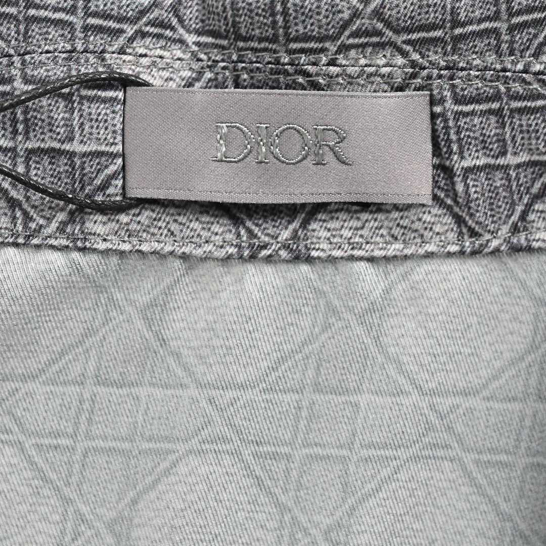 D*or geometric pattern short sleeve shirt in gray