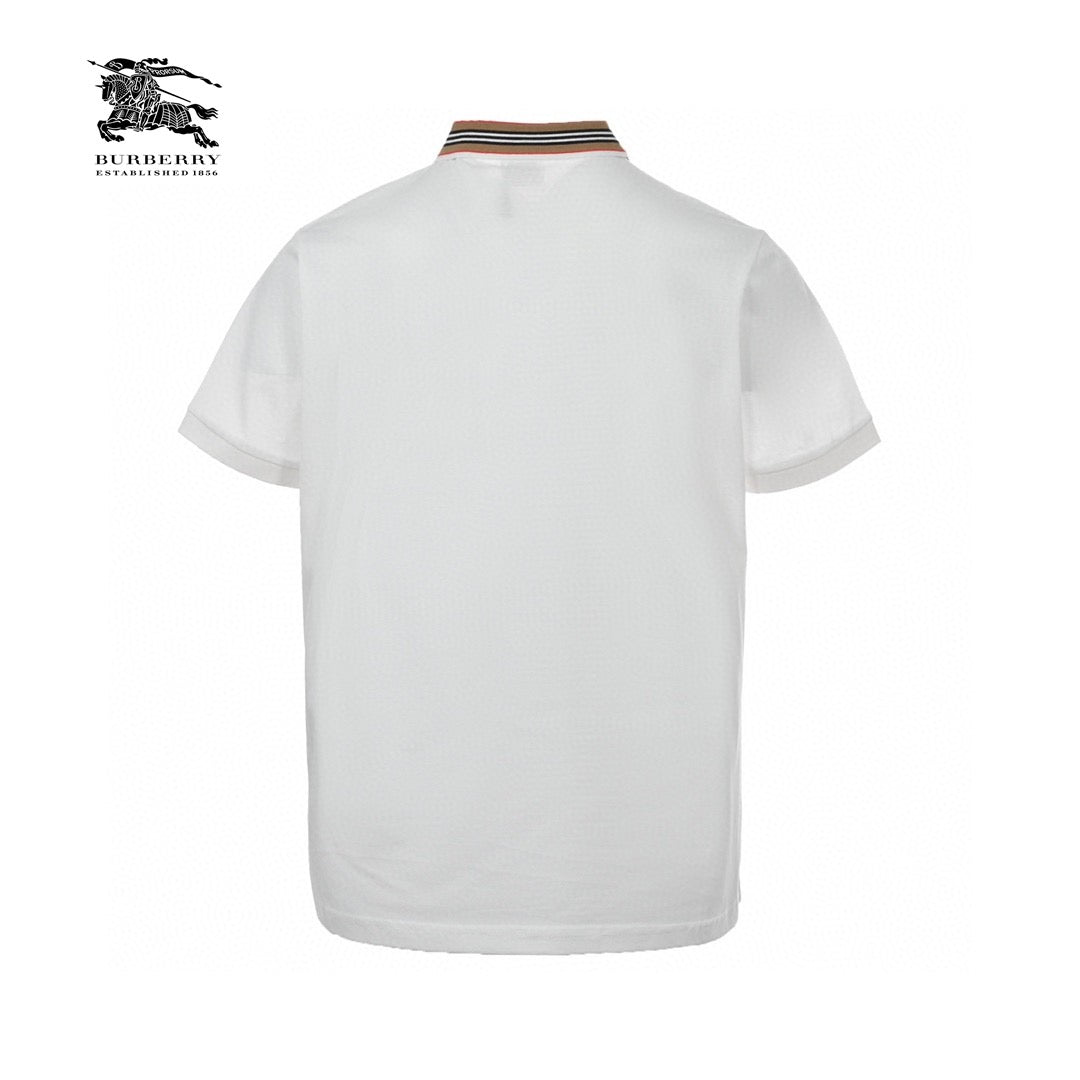 B**rry striped collar white polo shirt