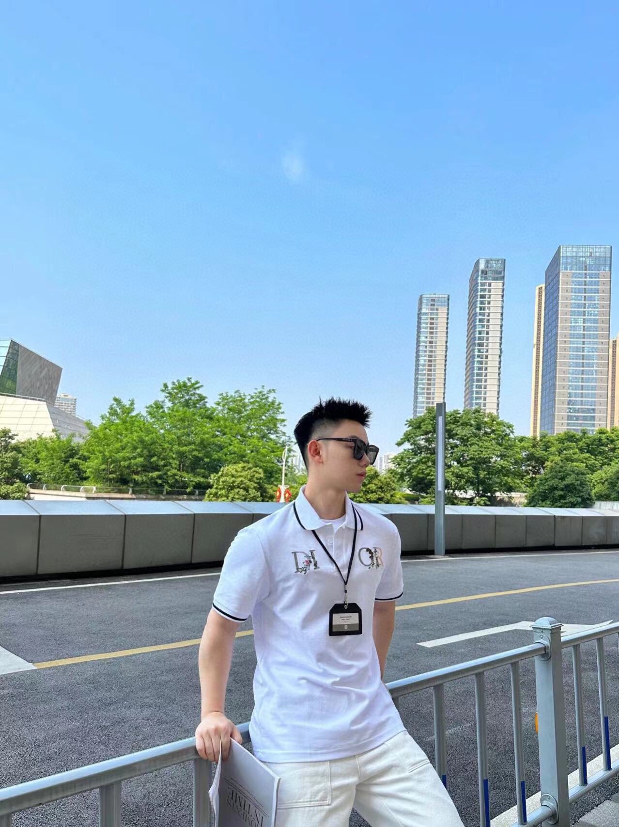 D*or polo shirt with floral logo design