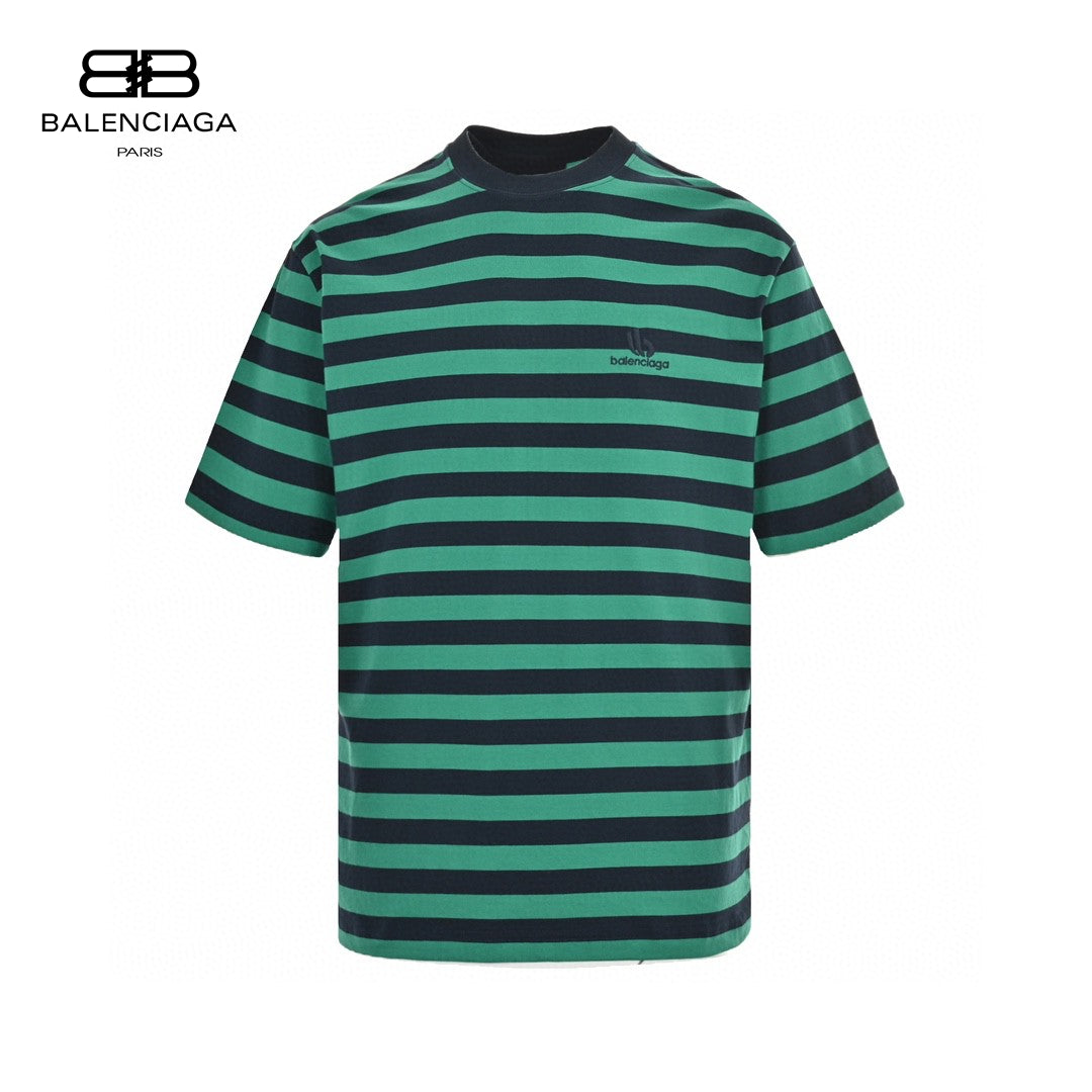 Ba*len*cia*ga green and black striped t-shirt