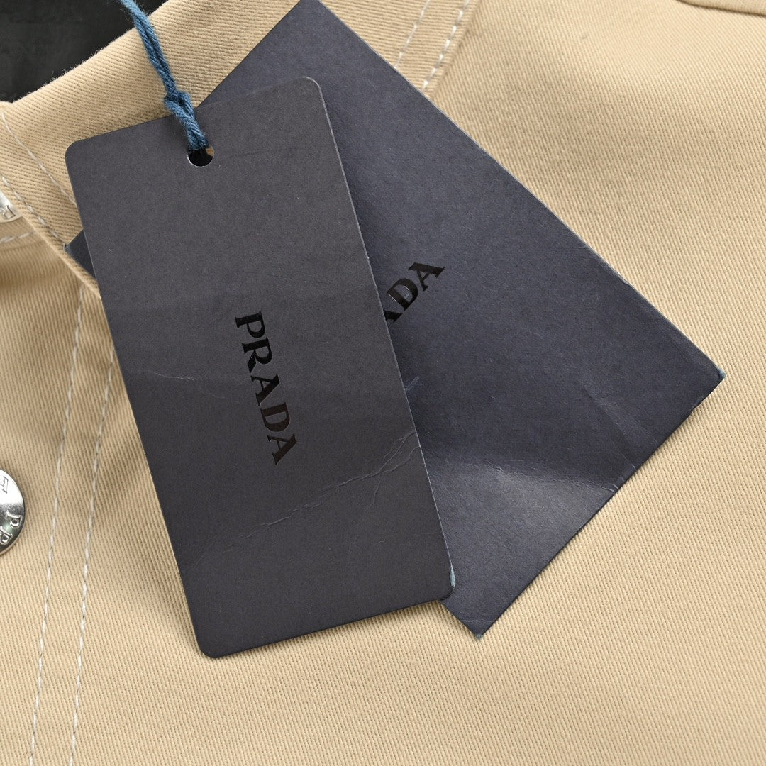 Pra*a beige button-up shirt