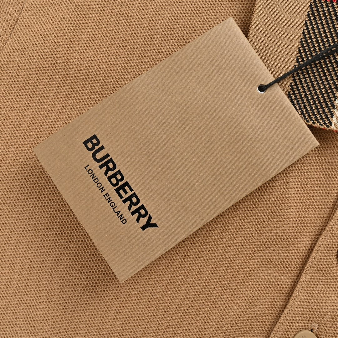 B**rry polo shirt with check collar (tan)