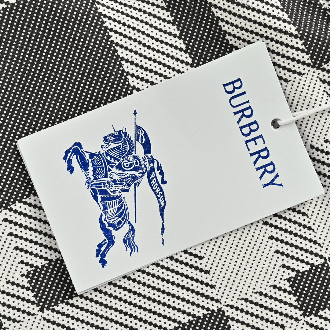 B**rry geometric check polo shirt (black and white)