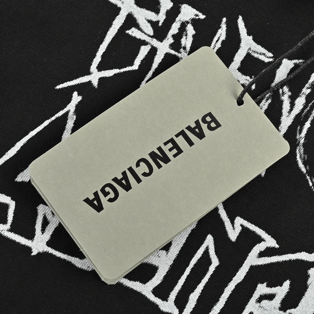 Ba*len*cia*ga multi-logo black t-shirt