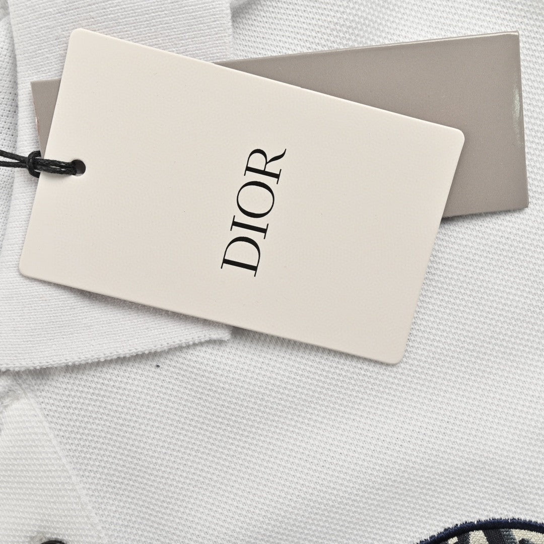 D*or oblique embroidered white polo shirt
