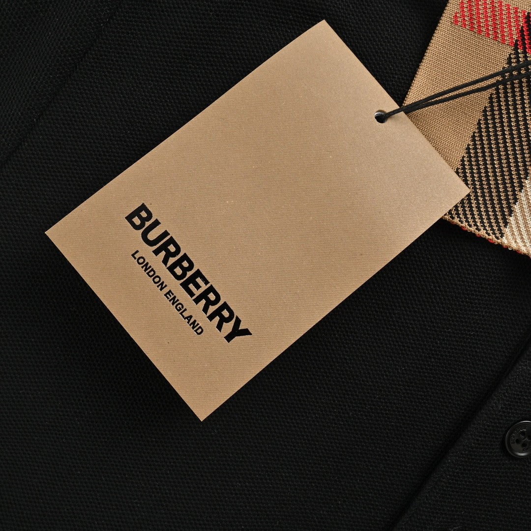 B**rry polo shirt with check collar (black)