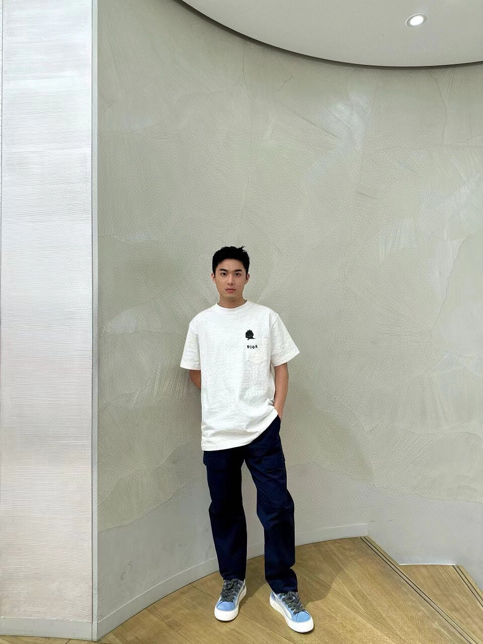 D*or embroidered lizard t-shirt - white
