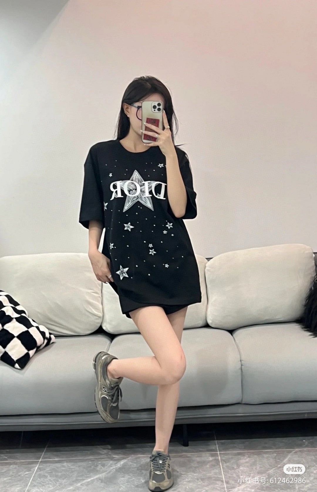 D*or star graphic black t-shirt