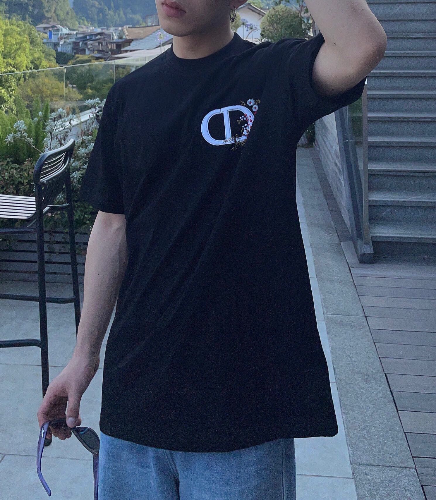 D*or t-shirt with floral cd logo