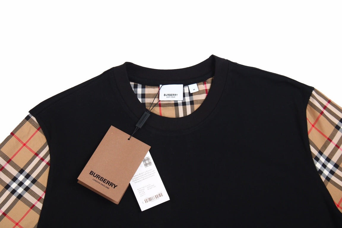 B**rry check sleeve t-shirt (black)