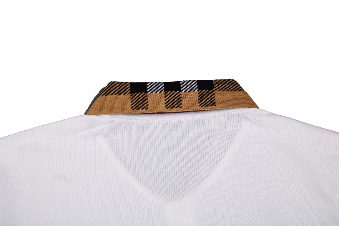 B**rry check collar polo - white
