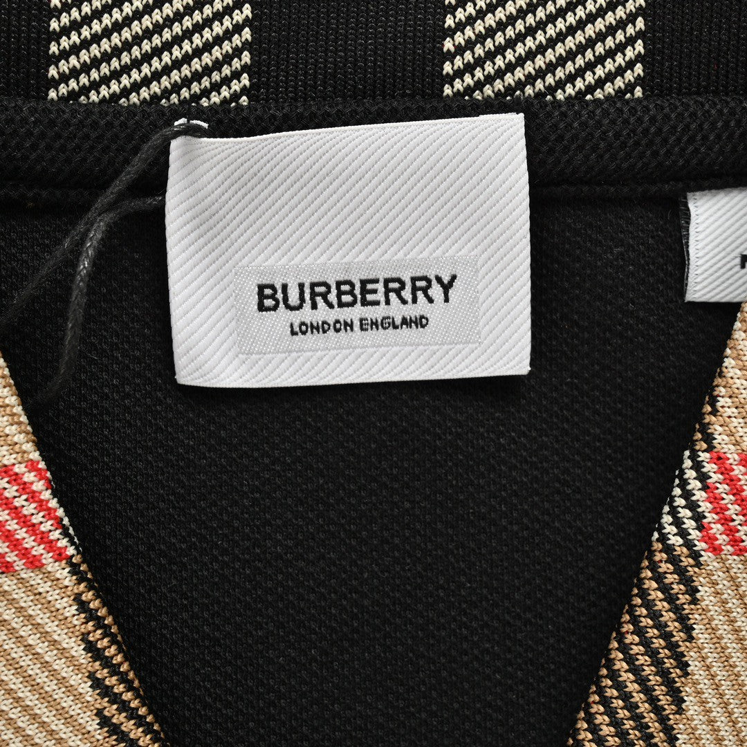 B**rry polo shirt with check collar (black)
