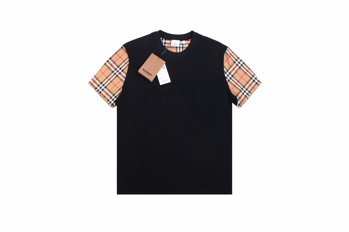 B**rry check sleeve t-shirt (black)
