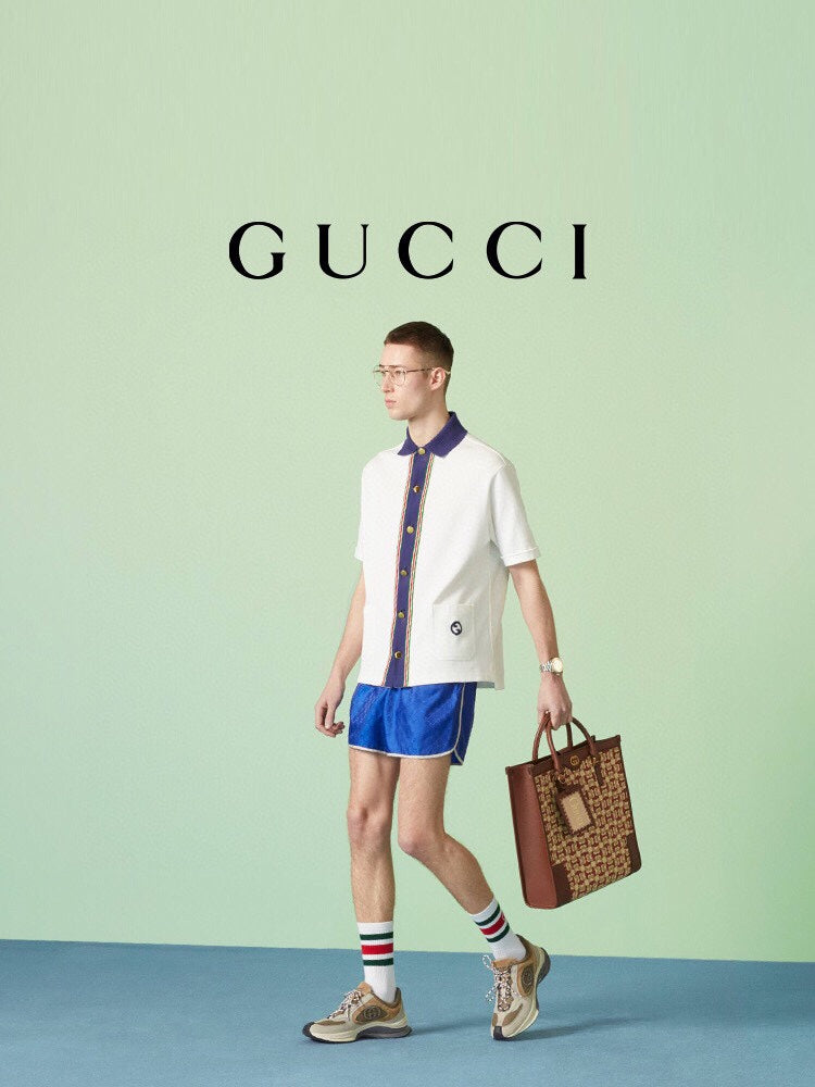 G*u*i contrast collar shirt