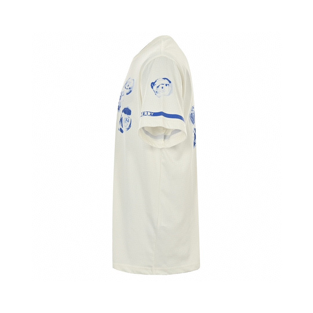 B**rry white t-shirt with blue design