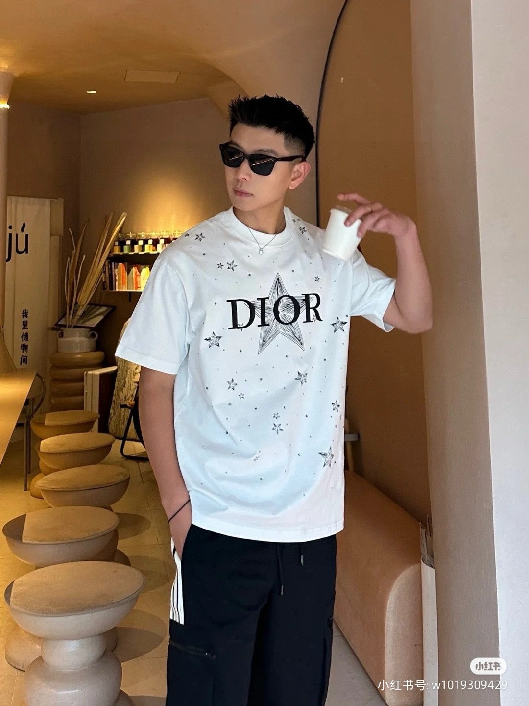 D*or star graphic white t-shirt
