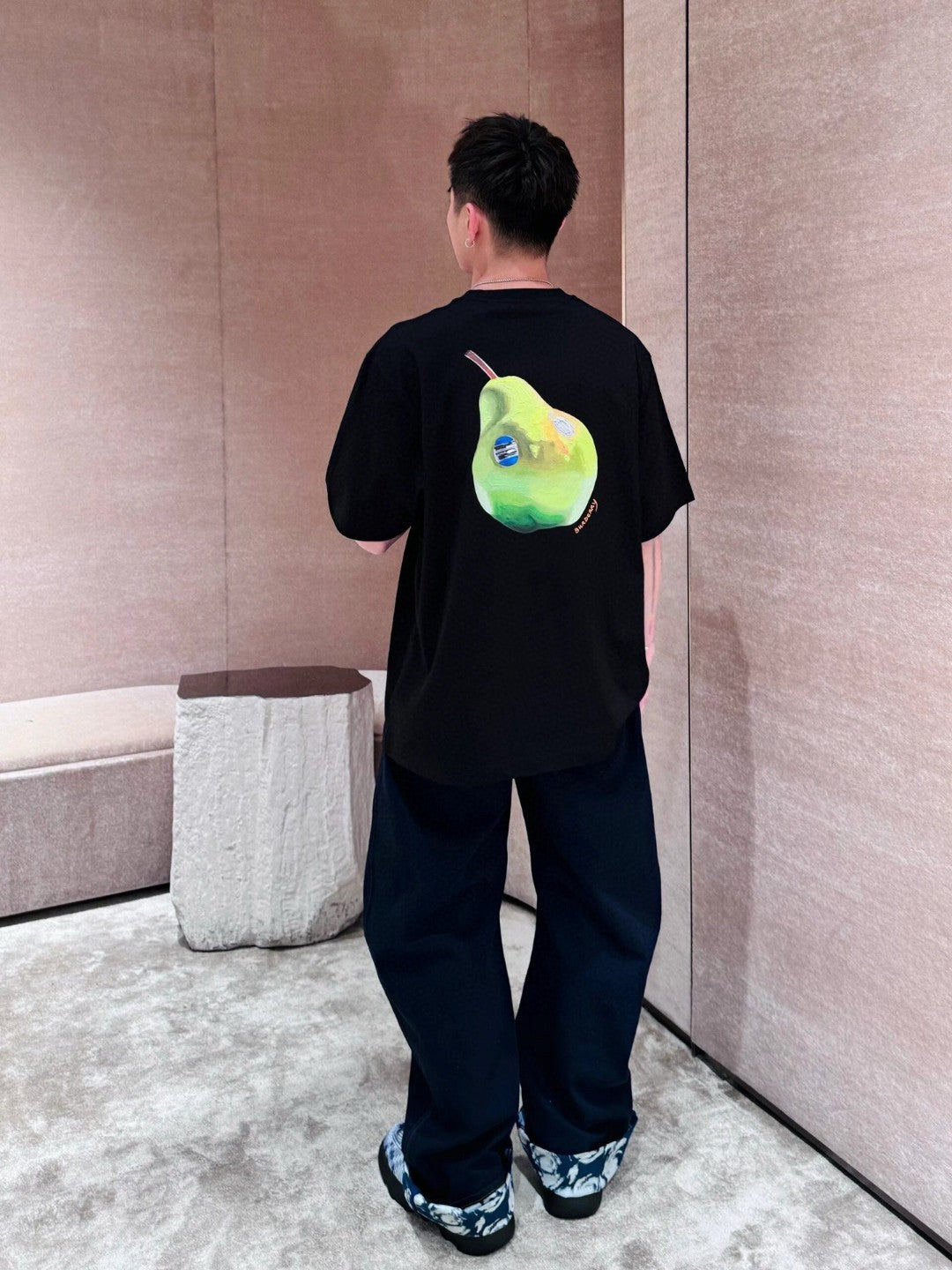 B**rry black t-shirt with pear graphic