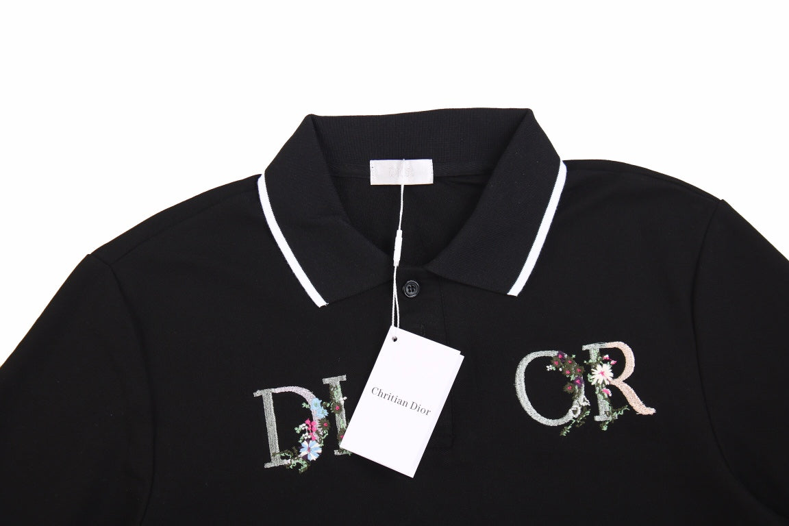 D*or polo shirt with floral logo design