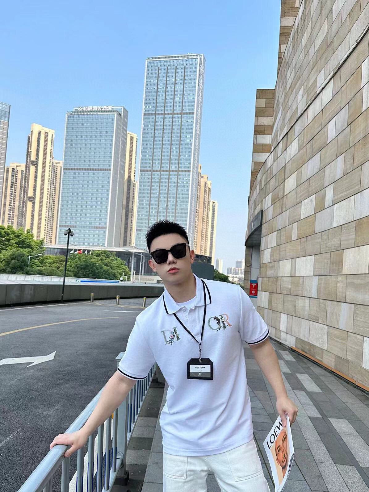 D*or polo shirt with floral logo design