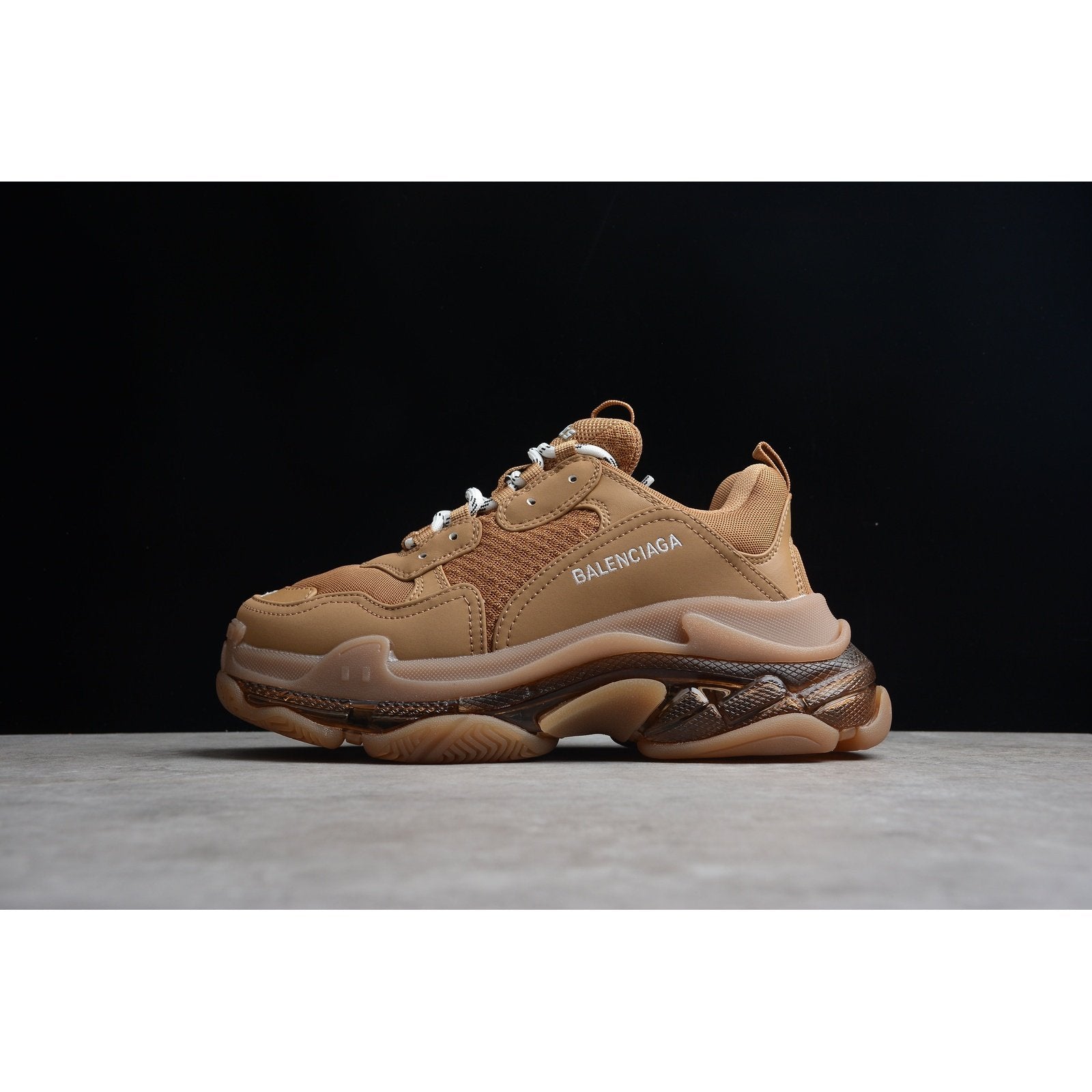 Ba*len*cia*ga triple s clear sole x brown