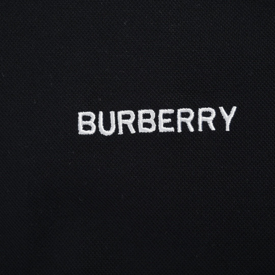 B**rry striped collar black polo shirt