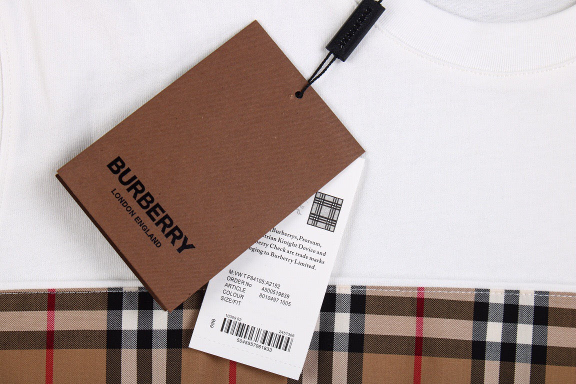 B**rry check panel t-shirt (white)
