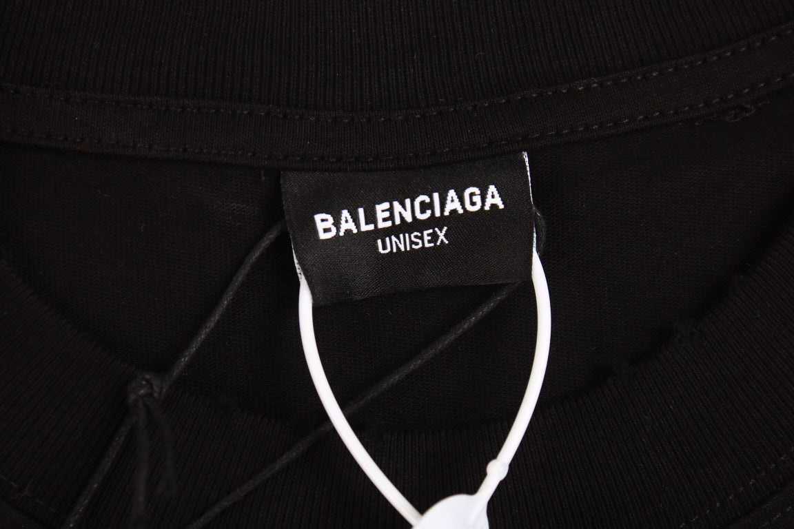 Ba*len*cia*ga black t-shirt with metallic print design