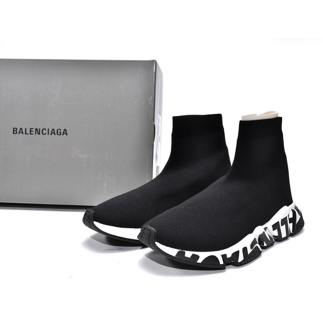 Ba*len*cia*ga speed graffiti trainer x black white