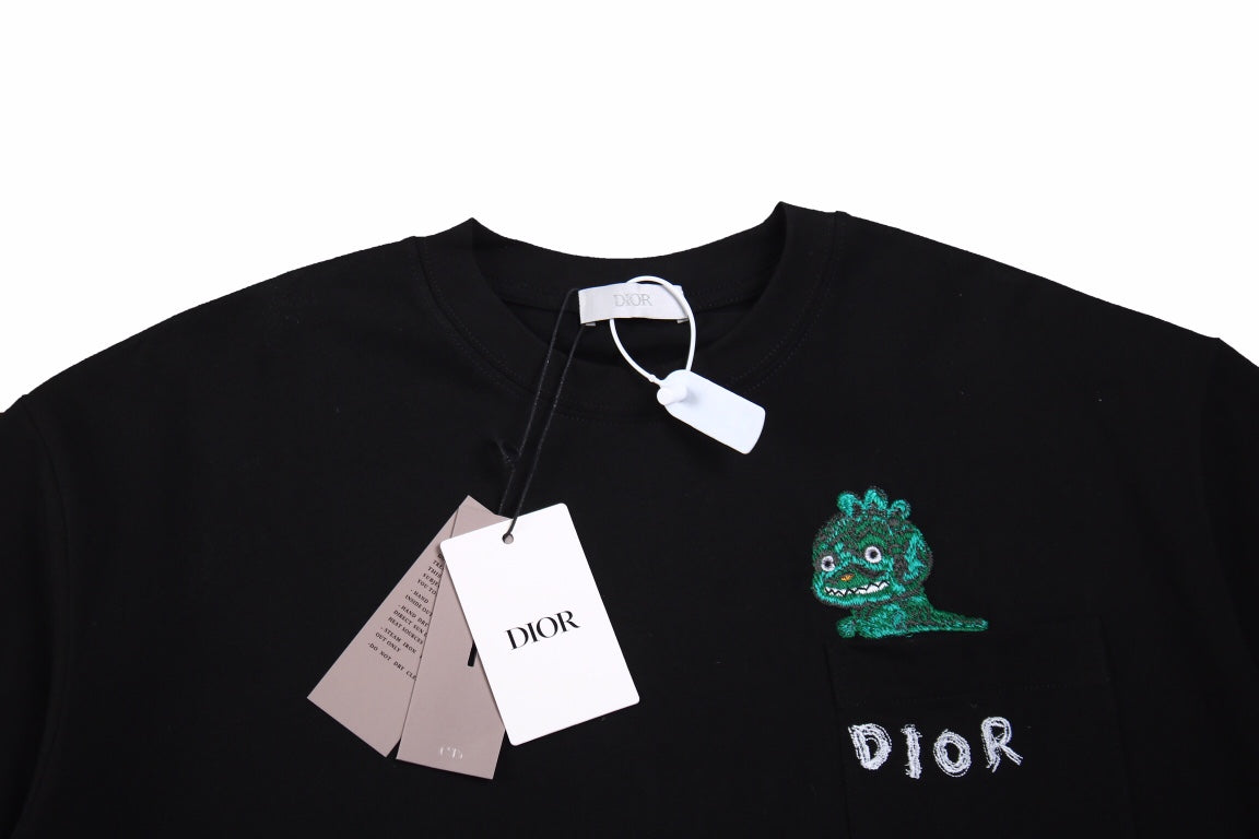 D*or embroidered lizard t-shirt - black