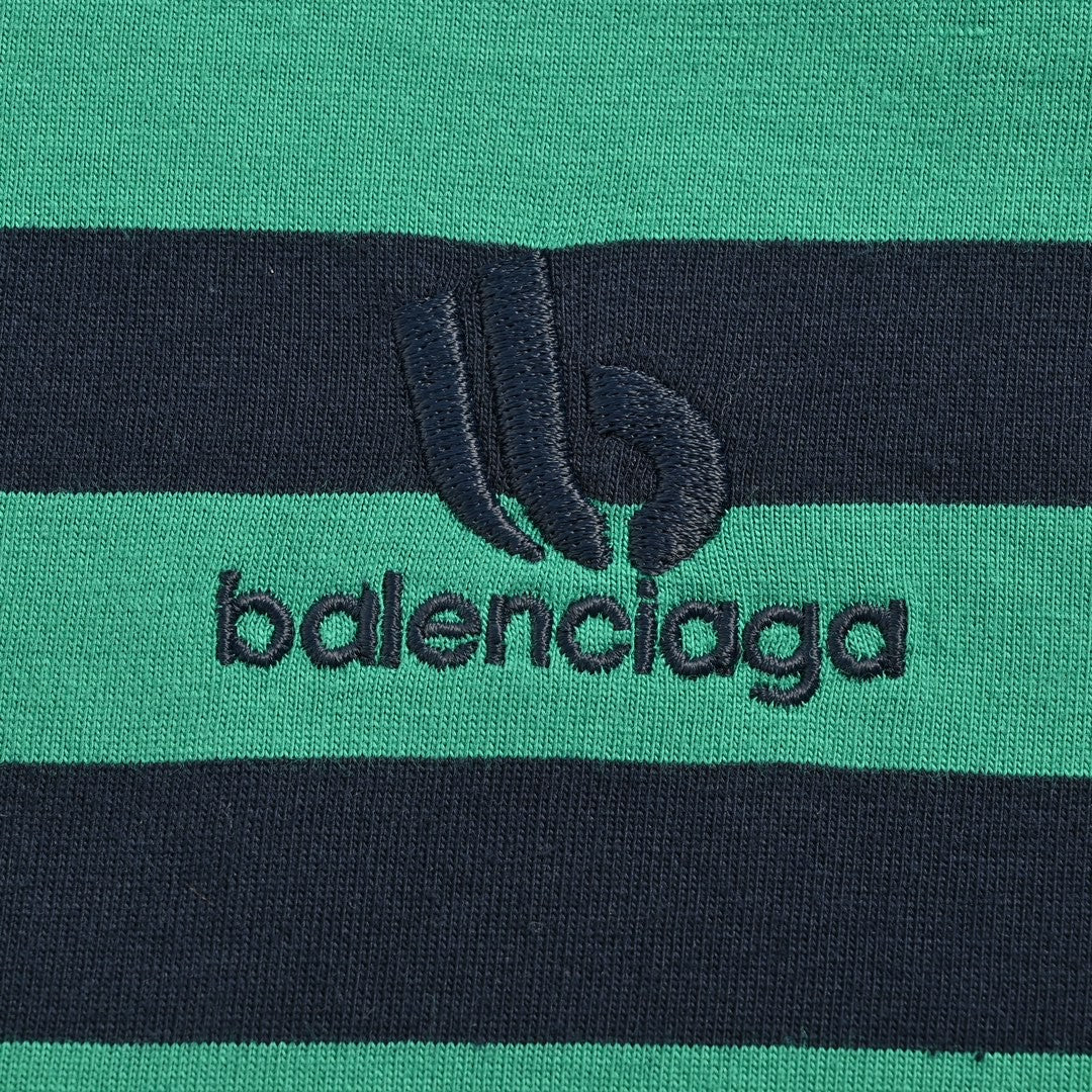 Ba*len*cia*ga green and black striped t-shirt