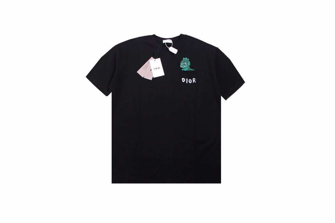 D*or embroidered lizard t-shirt - black