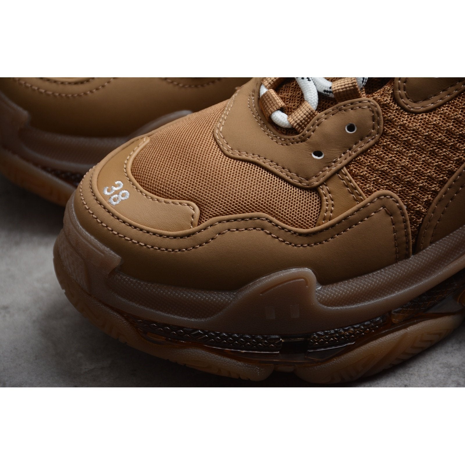 Ba*len*cia*ga triple s clear sole x brown