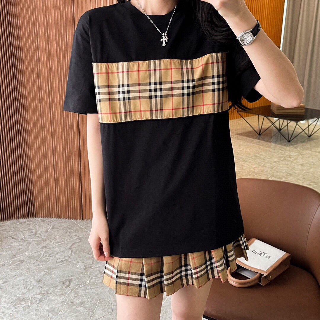 B**rry check panel t-shirt (black)