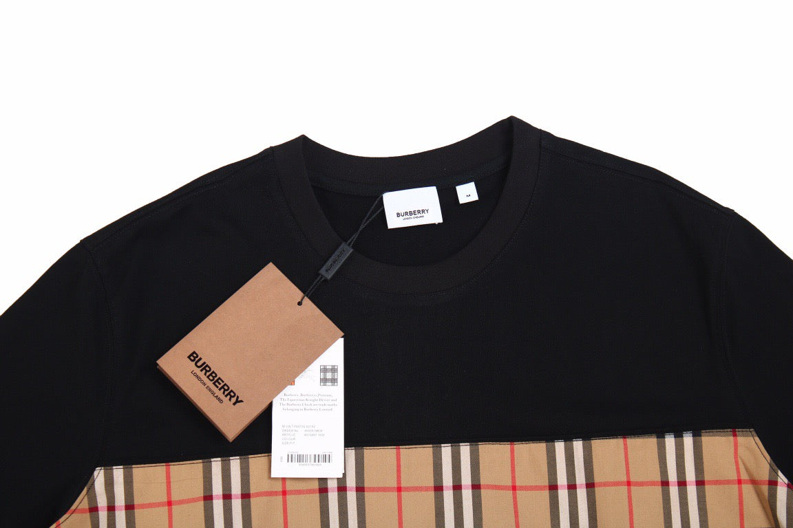B**rry check panel t-shirt (black)