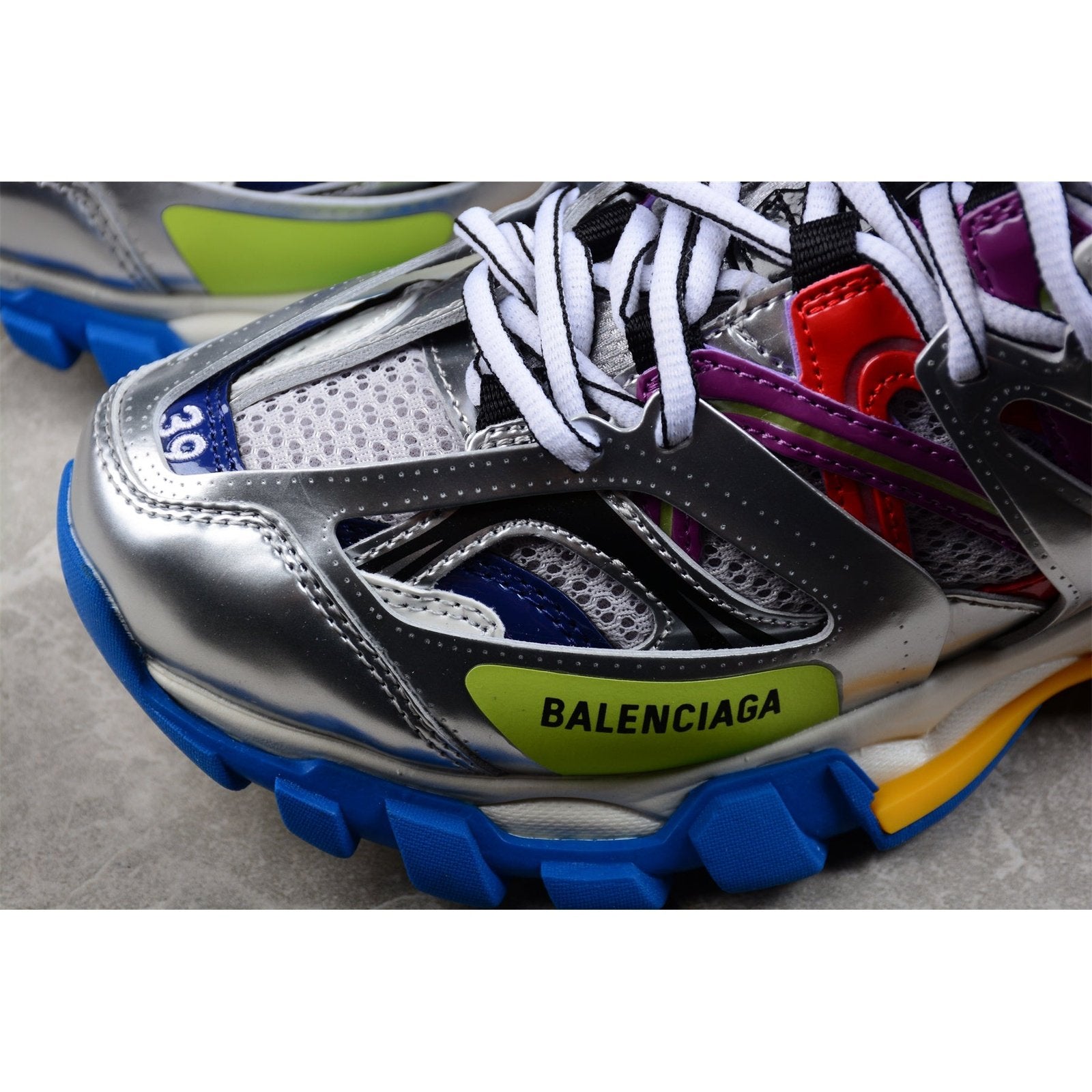 Ba*len*cia*ga track x leather free white silver multi