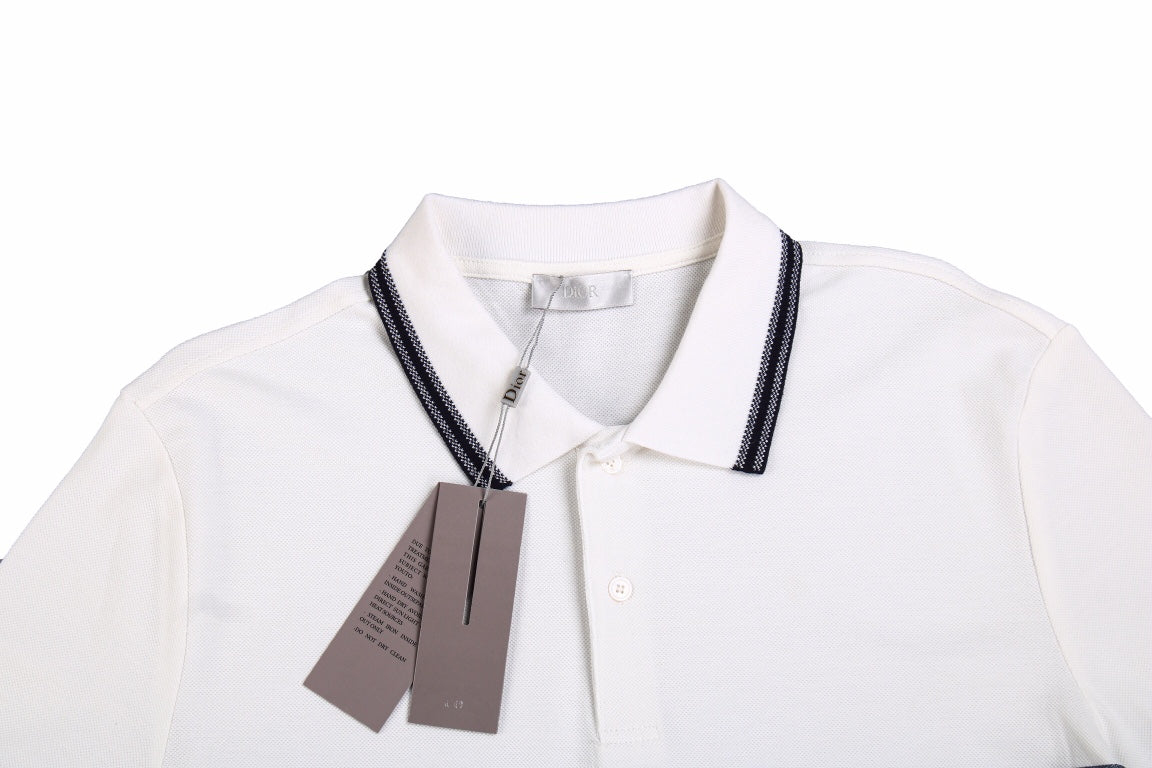ch**an D*or "striped logo" polo shirt