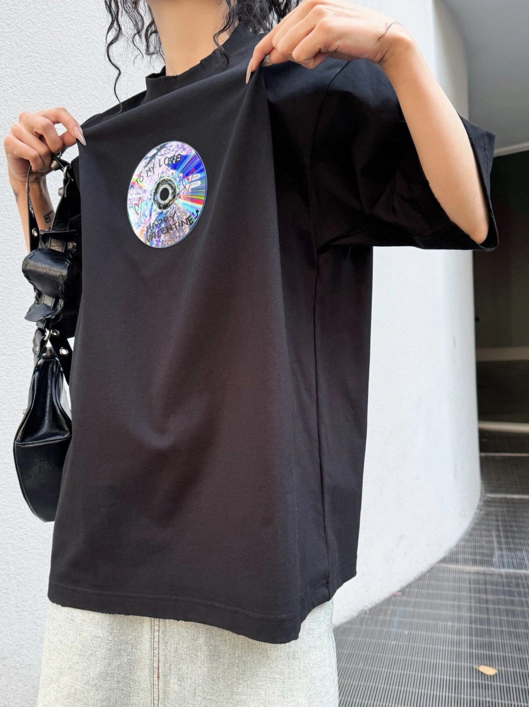 Ba*len*cia*ga cd graphic black t-shirt
