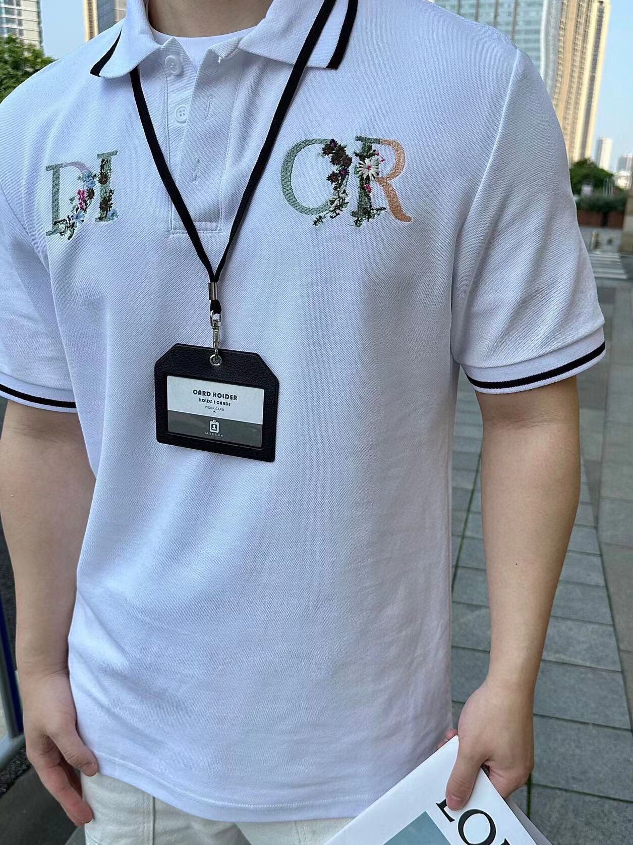 D*or polo shirt with floral logo design