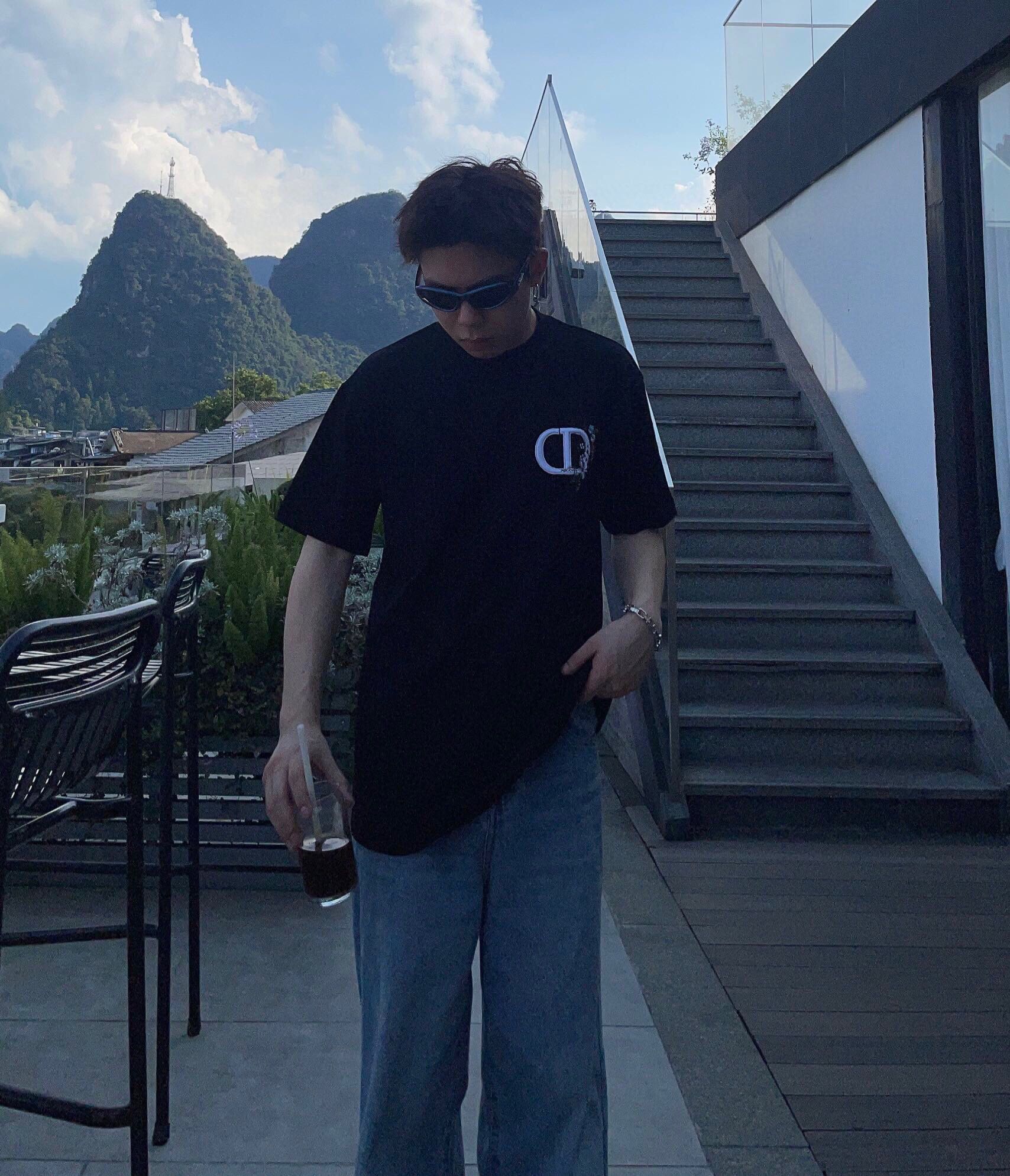 D*or t-shirt with floral cd logo